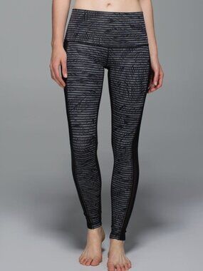 🍋 2/60 Lululemon Wunder Under Pant Roll Stripe Play Slate Black Leggings